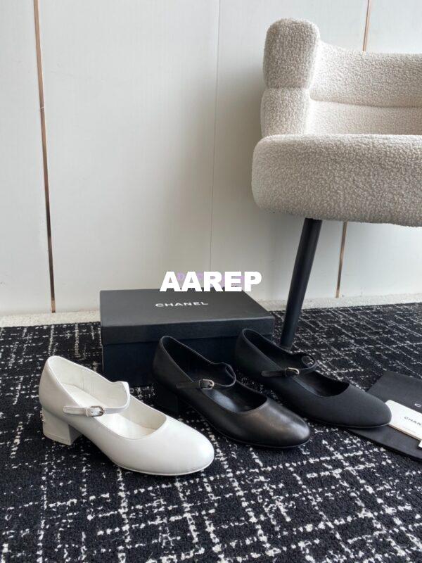Replica Chanel 24C Mary Janes with Logo Lambskin G45473 Black