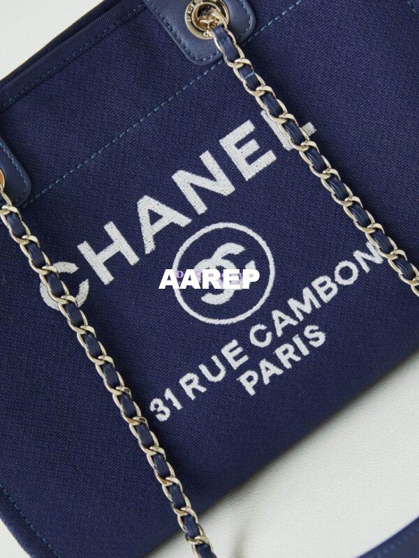 Replica Chanel Small Tote 2 in 1 Mixed Fibres, Calfskin Deauville Bag AS3257 Blue 4
