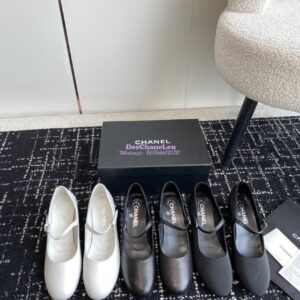Replica Chanel 24C Mary Janes with Logo Lambskin G45473 Black 2