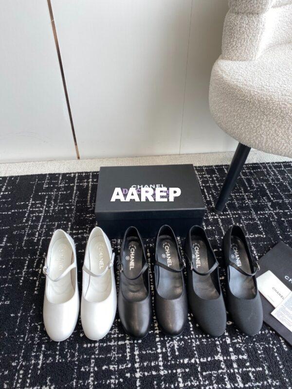 Replica Chanel 24C Mary Janes with Logo Lambskin G45473 Black 2