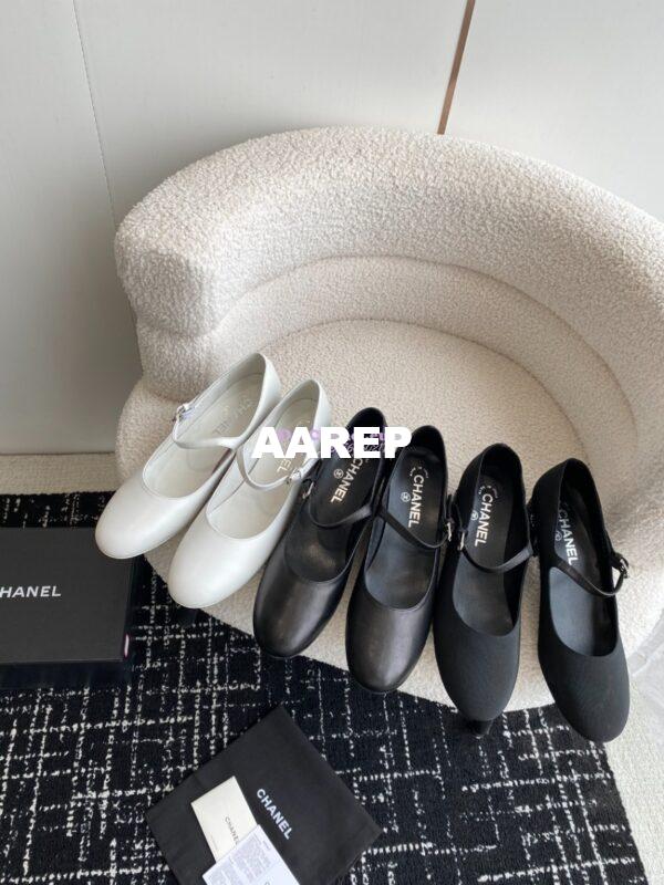 Replica Chanel 24C Mary Janes with Logo Lambskin G45473 Black 3