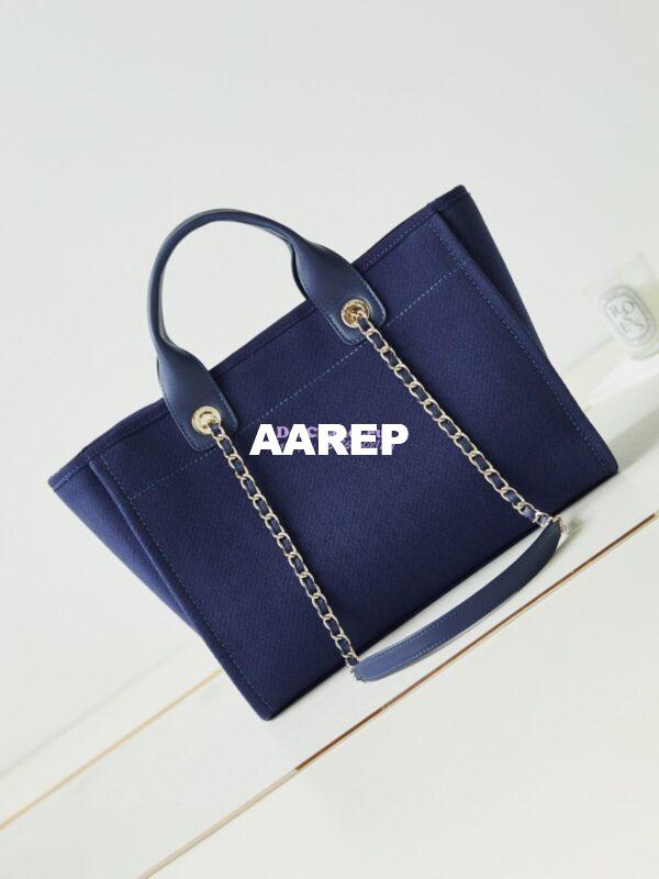Replica Chanel Small Tote 2 in 1 Mixed Fibres, Calfskin Deauville Bag AS3257 Blue 6