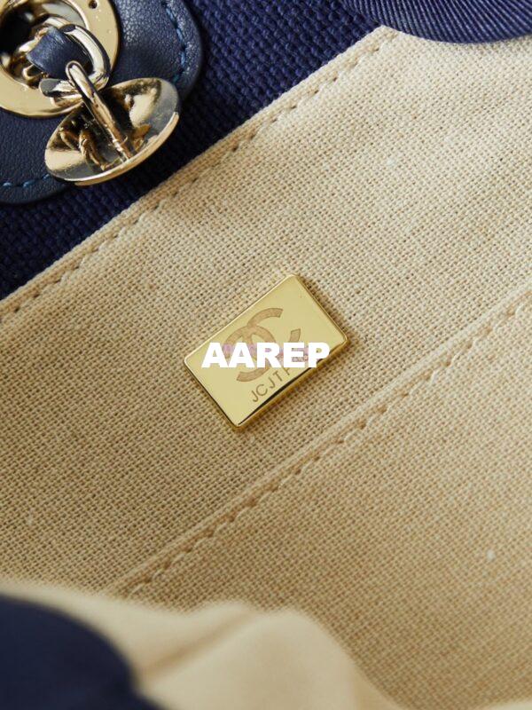 Replica Chanel Small Tote 2 in 1 Mixed Fibres, Calfskin Deauville Bag AS3257 Blue 7