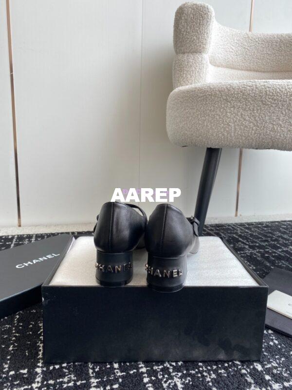 Replica Chanel 24C Mary Janes with Logo Lambskin G45473 Black 7