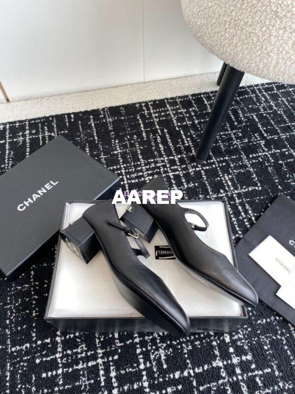 Replica Chanel 24C Mary Janes with Logo Lambskin G45473 Black 8