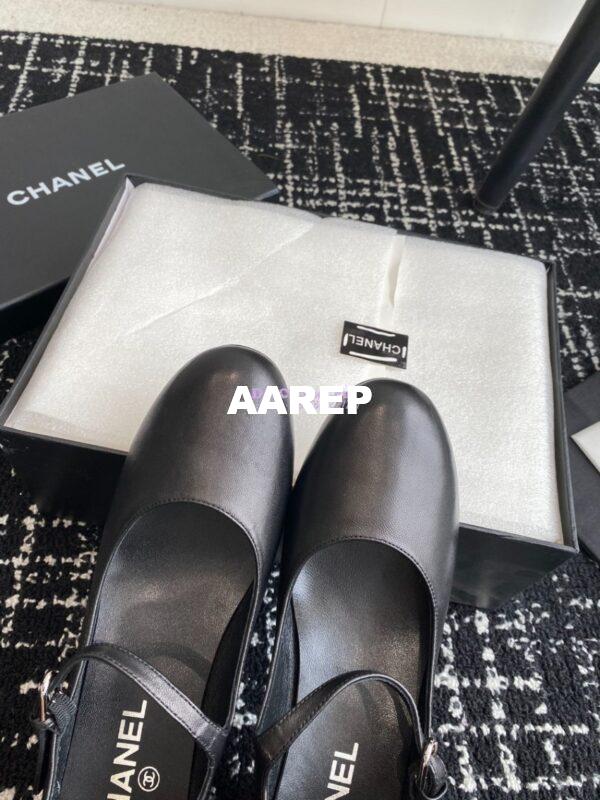 Replica Chanel 24C Mary Janes with Logo Lambskin G45473 Black 9