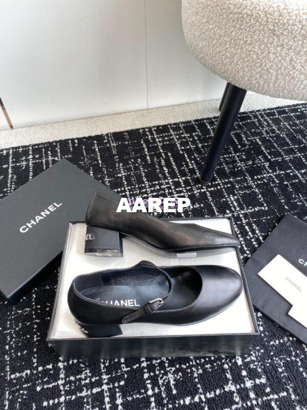 Replica Chanel 24C Mary Janes with Logo Lambskin G45473 Black 10