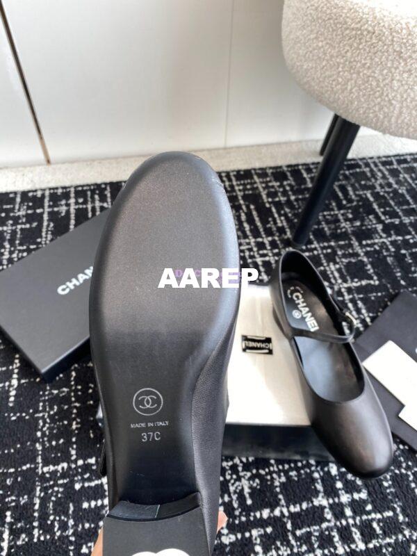 Replica Chanel 24C Mary Janes with Logo Lambskin G45473 Black 12