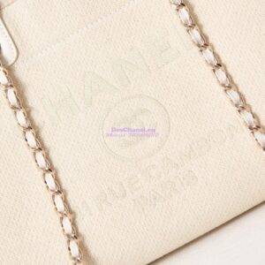 Replica Chanel Small Tote 2 in 1 Mixed Fibres, Calfskin Deauville Bag AS3257 Creme White 2