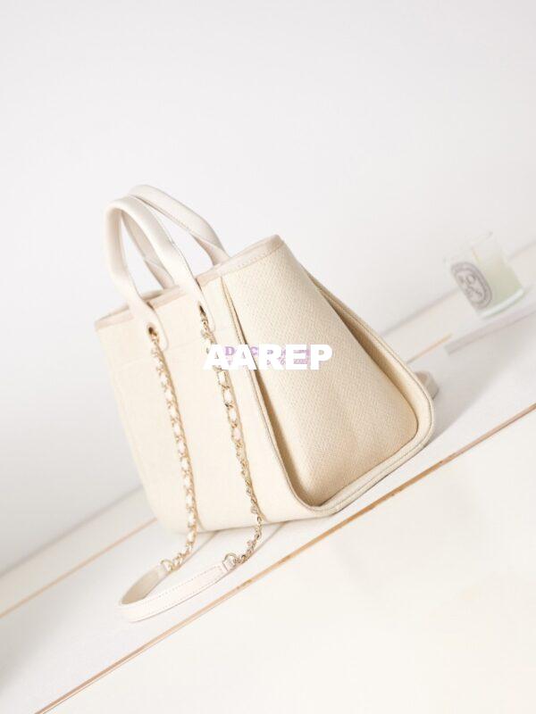 Replica Chanel Small Tote 2 in 1 Mixed Fibres, Calfskin Deauville Bag AS3257 Creme White 5