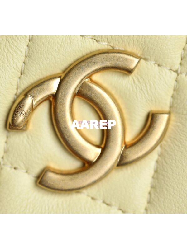 Replica Chanel 23C Mini Vanity With Camellia Crush Charm Chain in Lambskin AP3300 Light Yellow 7