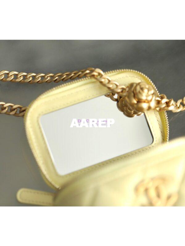 Replica Chanel 23C Mini Vanity With Camellia Crush Charm Chain in Lambskin AP3300 Light Yellow 9