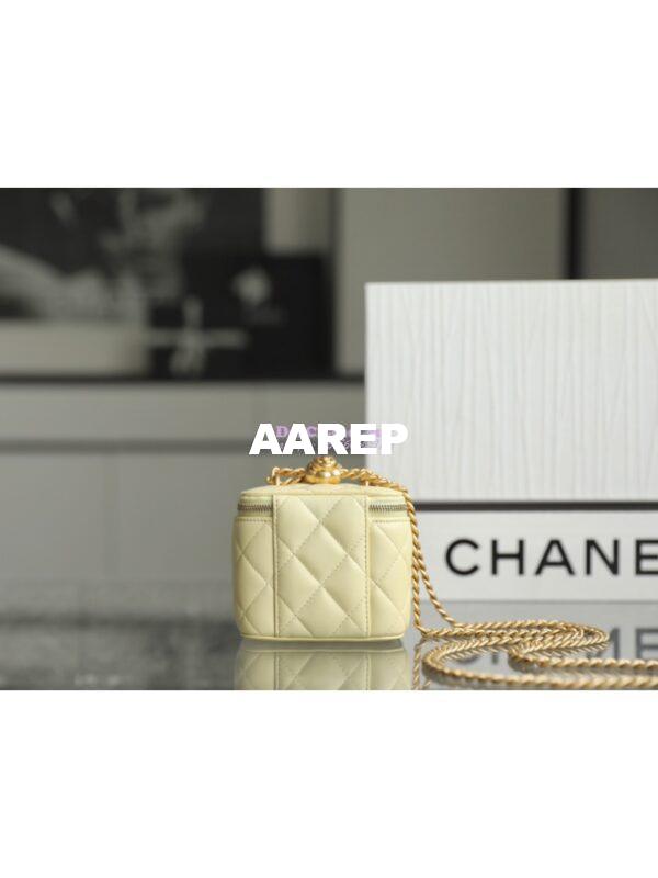 Replica Chanel 23C Mini Vanity With Camellia Crush Charm Chain in Lambskin AP3300 Light Yellow 12