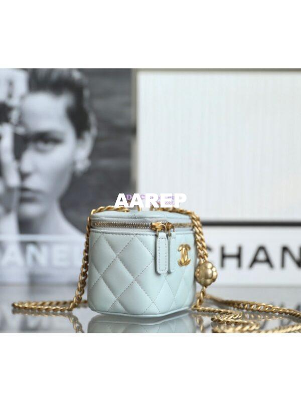 Replica Chanel 23C Mini Vanity With Camellia Crush Charm Chain in Lambskin AP3300 Cloud Blue 5