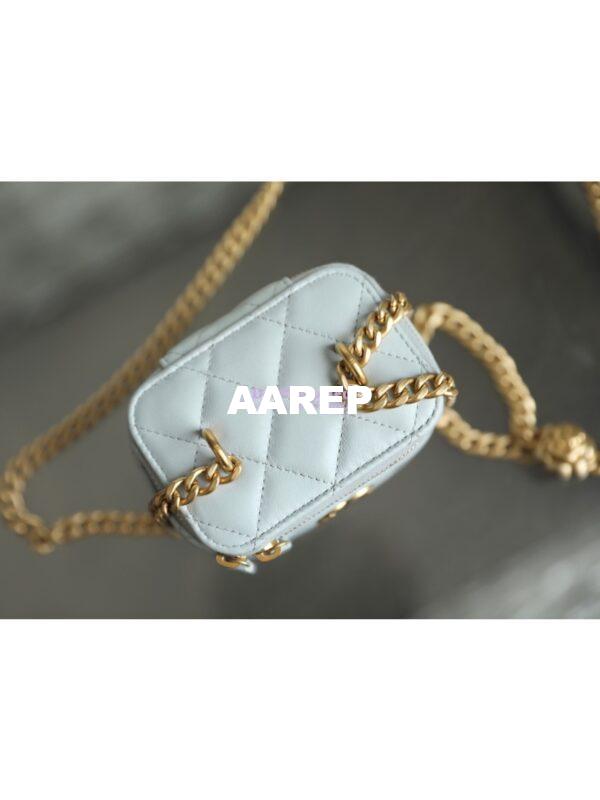 Replica Chanel 23C Mini Vanity With Camellia Crush Charm Chain in Lambskin AP3300 Cloud Blue 6