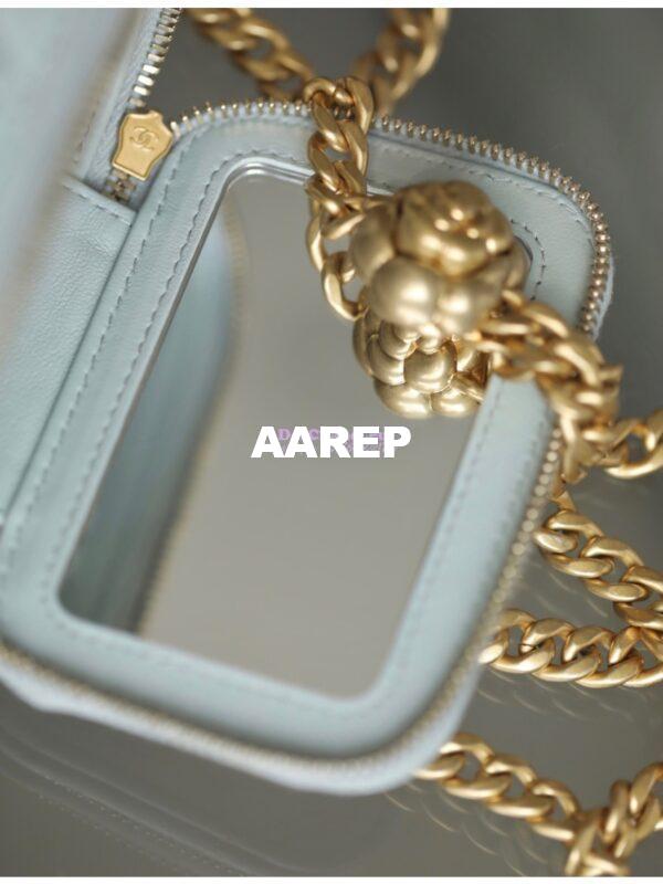 Replica Chanel 23C Mini Vanity With Camellia Crush Charm Chain in Lambskin AP3300 Cloud Blue 13
