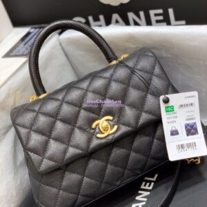 Replica Chanel Coco Grained Black Calfskin Flap Bag
