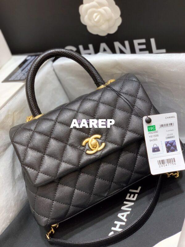 Replica Chanel Coco Grained Black Calfskin Flap Bag