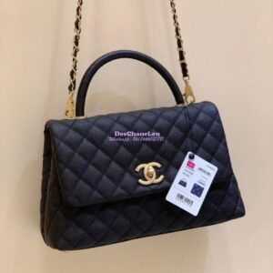 Replica Chanel Coco Grained Black Calfskin Flap Bag 2