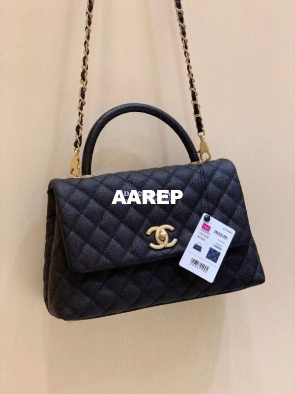 Replica Chanel Coco Grained Black Calfskin Flap Bag 2