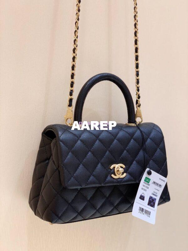 Replica Chanel Coco Grained Black Calfskin Flap Bag 3
