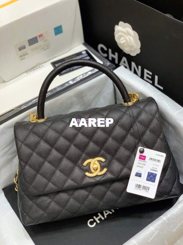 Replica Chanel Coco Grained Black Calfskin Flap Bag 4