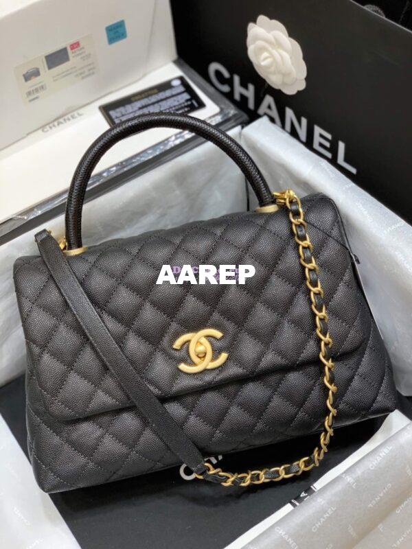 Replica Chanel Coco Grained Black Calfskin Flap Bag 6