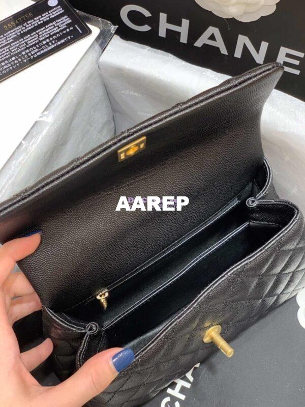 Replica Chanel Coco Grained Black Calfskin Flap Bag 12