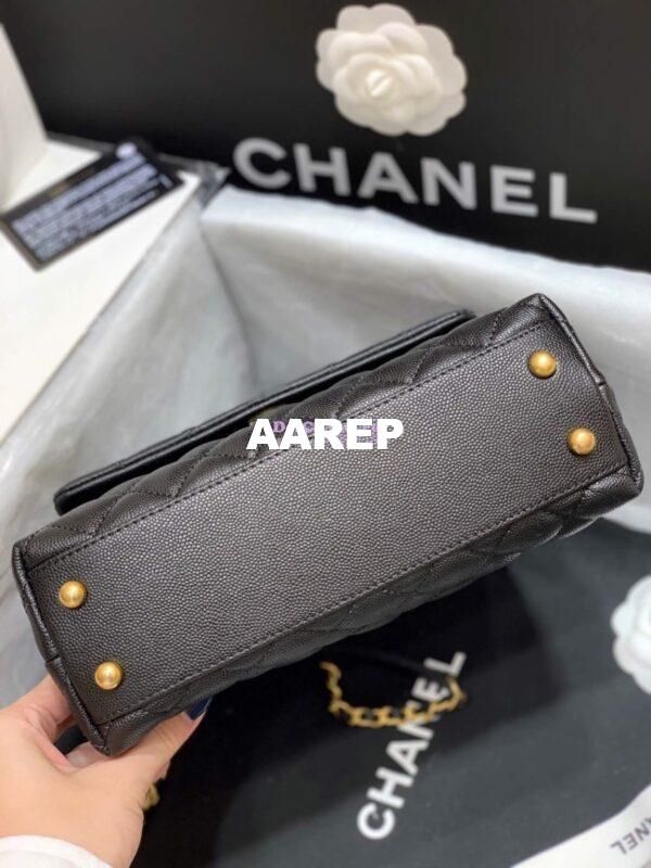 Replica Chanel Coco Grained Black Calfskin Flap Bag 14