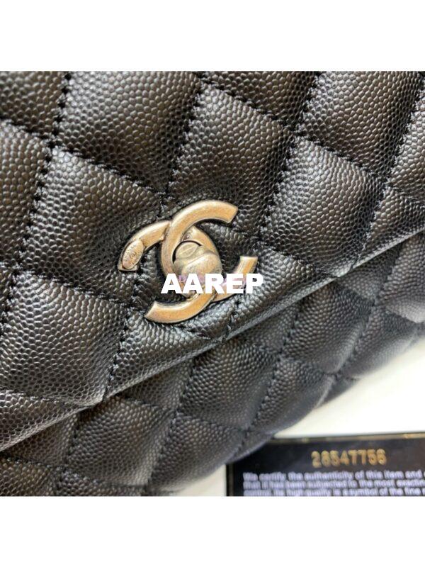 Replica Chanel Coco Grained Black Calfskin Flap Bag 16