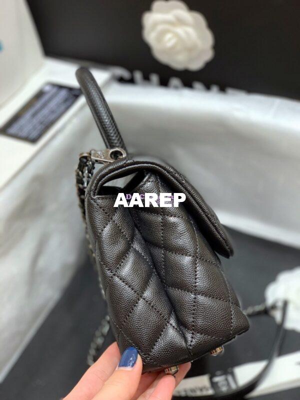 Replica Chanel Coco Grained Black Calfskin Flap Bag 17