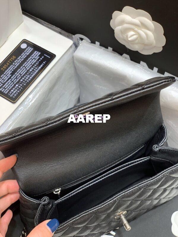 Replica Chanel Coco Grained Black Calfskin Flap Bag 19