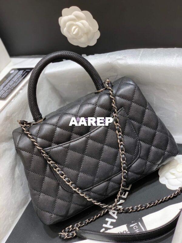 Replica Chanel Coco Grained Black Calfskin Flap Bag 21