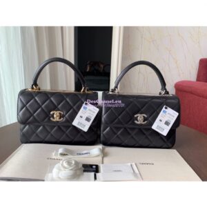 Replica Chanel Small Trendy CC A92236 Black Flap Bag With Metal Plate