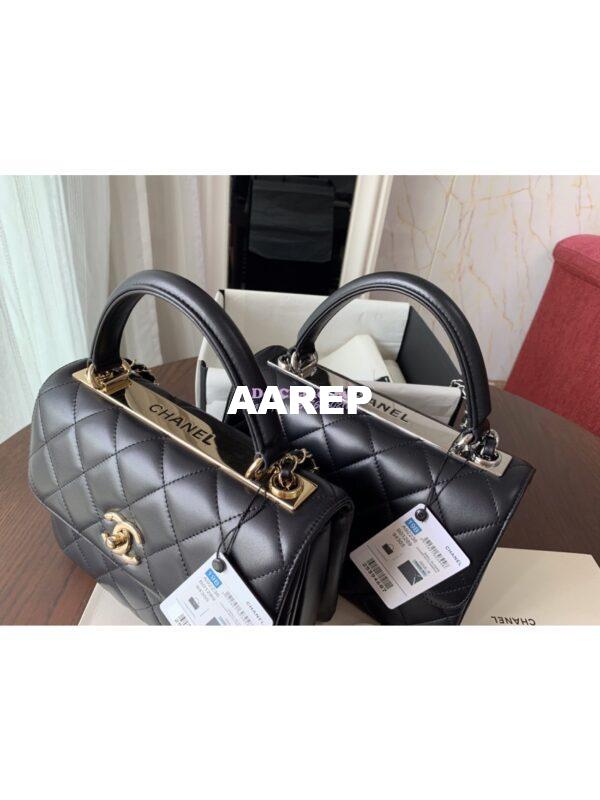 Replica Chanel Small Trendy CC A92236 Black Flap Bag With Metal Plate 3