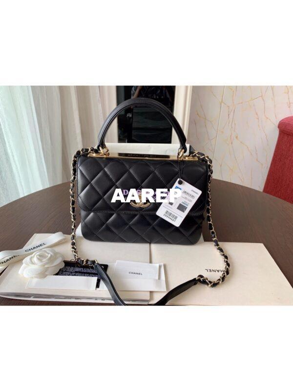 Replica Chanel Small Trendy CC A92236 Black Flap Bag With Metal Plate 4