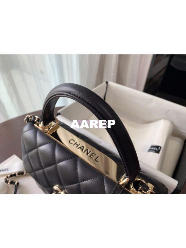 Replica Chanel Small Trendy CC A92236 Black Flap Bag With Metal Plate 5