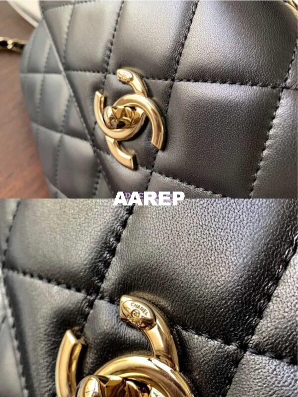 Replica Chanel Small Trendy CC A92236 Black Flap Bag With Metal Plate 6
