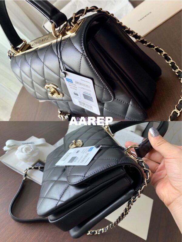 Replica Chanel Small Trendy CC A92236 Black Flap Bag With Metal Plate 7