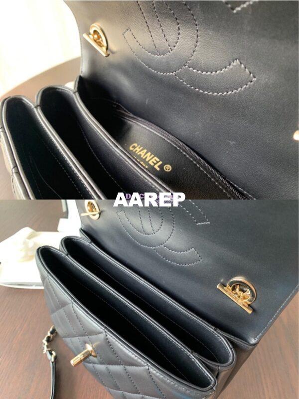 Replica Chanel Small Trendy CC A92236 Black Flap Bag With Metal Plate 8