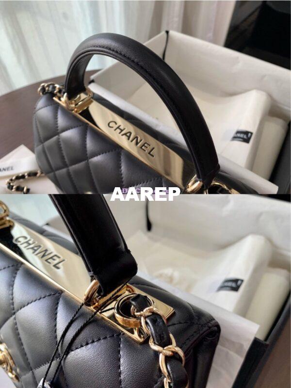 Replica Chanel Small Trendy CC A92236 Black Flap Bag With Metal Plate 9