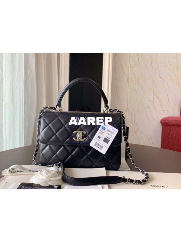 Replica Chanel Small Trendy CC A92236 Black Flap Bag With Metal Plate 10