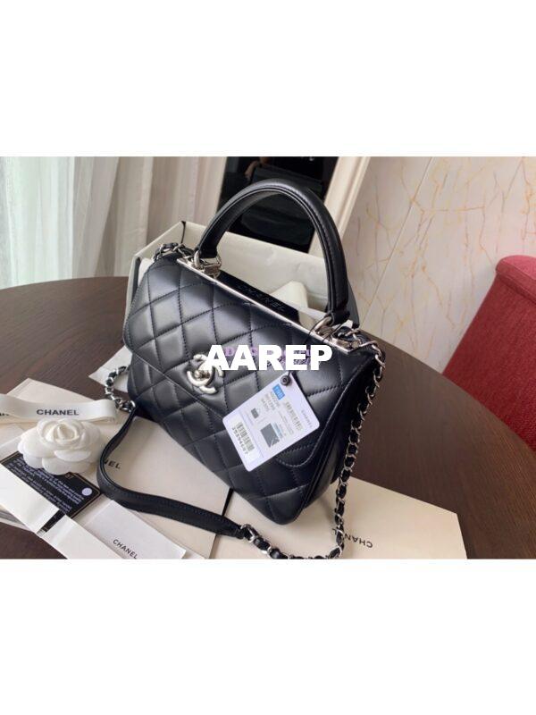 Replica Chanel Small Trendy CC A92236 Black Flap Bag With Metal Plate 11