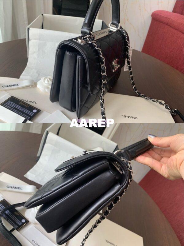 Replica Chanel Small Trendy CC A92236 Black Flap Bag With Metal Plate 12