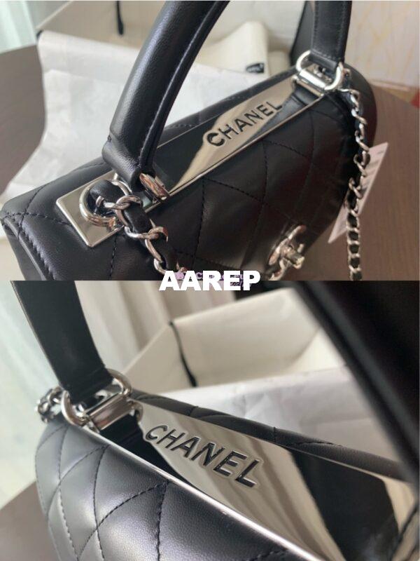 Replica Chanel Small Trendy CC A92236 Black Flap Bag With Metal Plate 16
