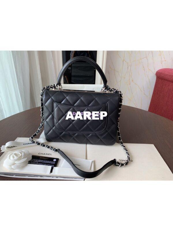 Replica Chanel Small Trendy CC A92236 Black Flap Bag With Metal Plate 17