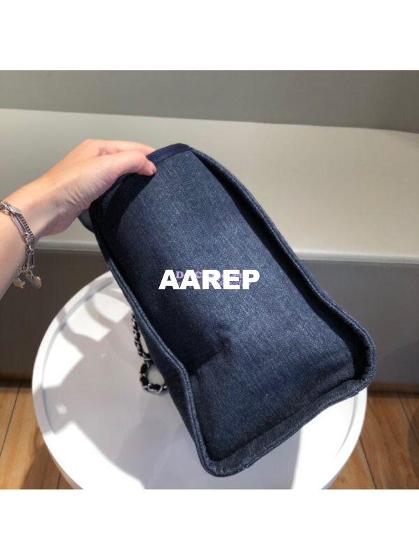 Replica Chanel A66941 Large Deauville Shopping Bag in Toile Dark Blue 6