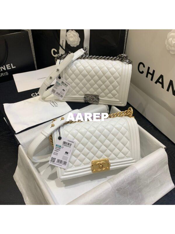 Replica Chanel Le boy Lambskin Bag White