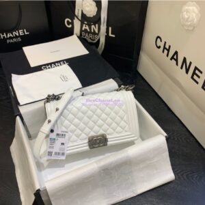 Replica Chanel Le boy Lambskin Bag White 2