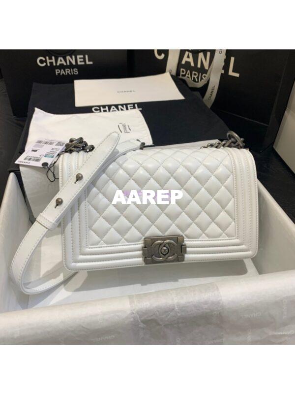 Replica Chanel Le boy Lambskin Bag White 3